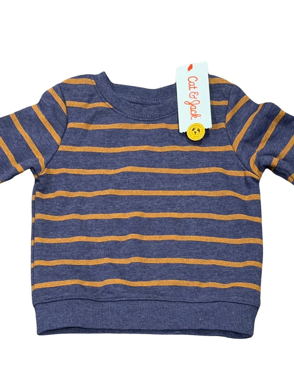 Target Cat‎ & Jack Navy and Mustard Striped Kids Sweatshirt 12M